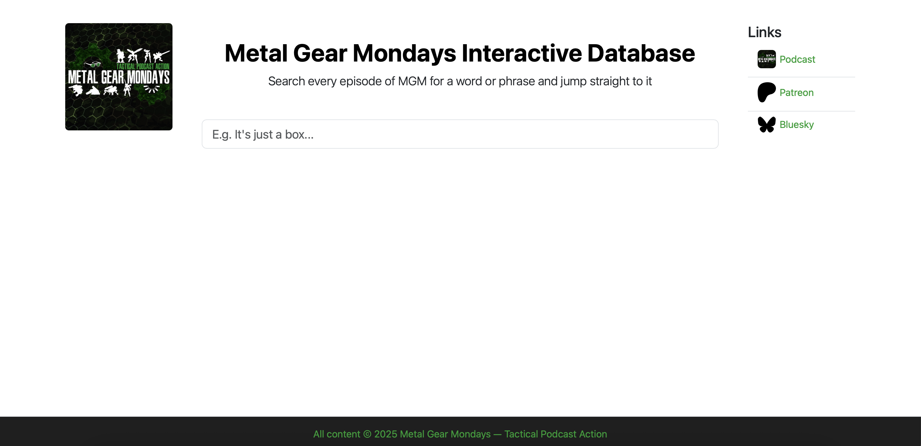 Metal Gear Mondays Podcast Search preview